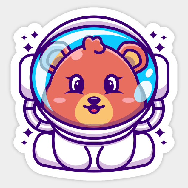 Cute baby bear wearing an astronaut helmet, cartoon character Sticker by Wawadzgnstuff